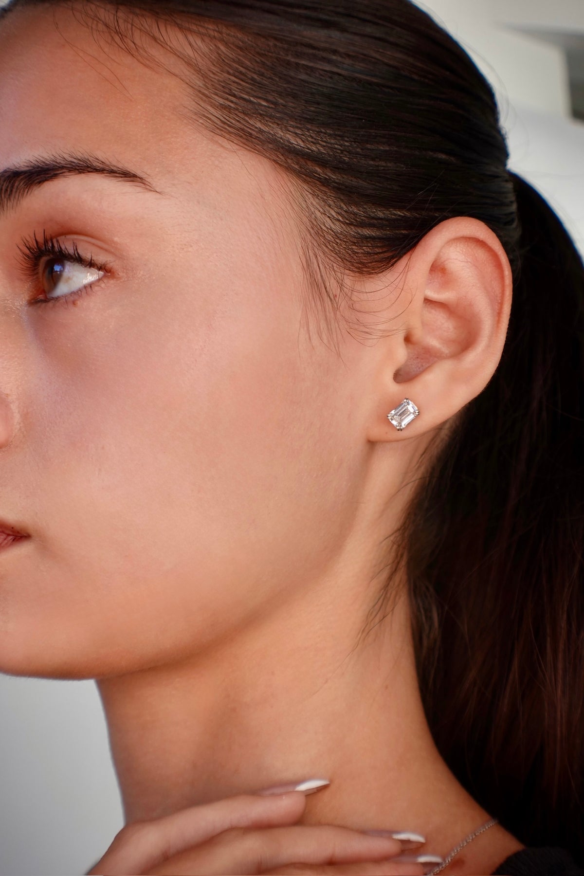 Mini Emerald Cut Studs