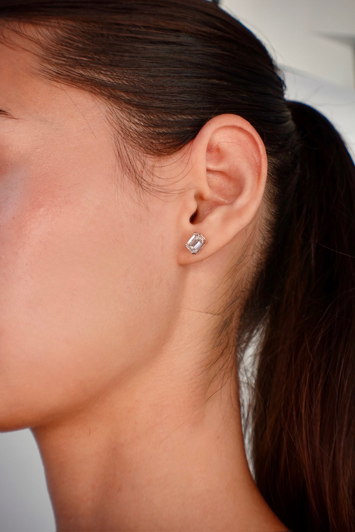 Mini Emerald Cut Studs